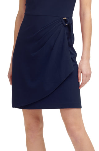 Vestido feminino DKNY com cintura franzida e mangas esvoaçantes, azul, tamanho 10