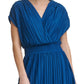Vestido plissado com cintura franzida DKNY feminino, azul, tamanho 8