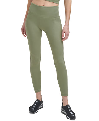 Leggings femininas DKNY de cintura alta 7/8, verde, tamanho médio
