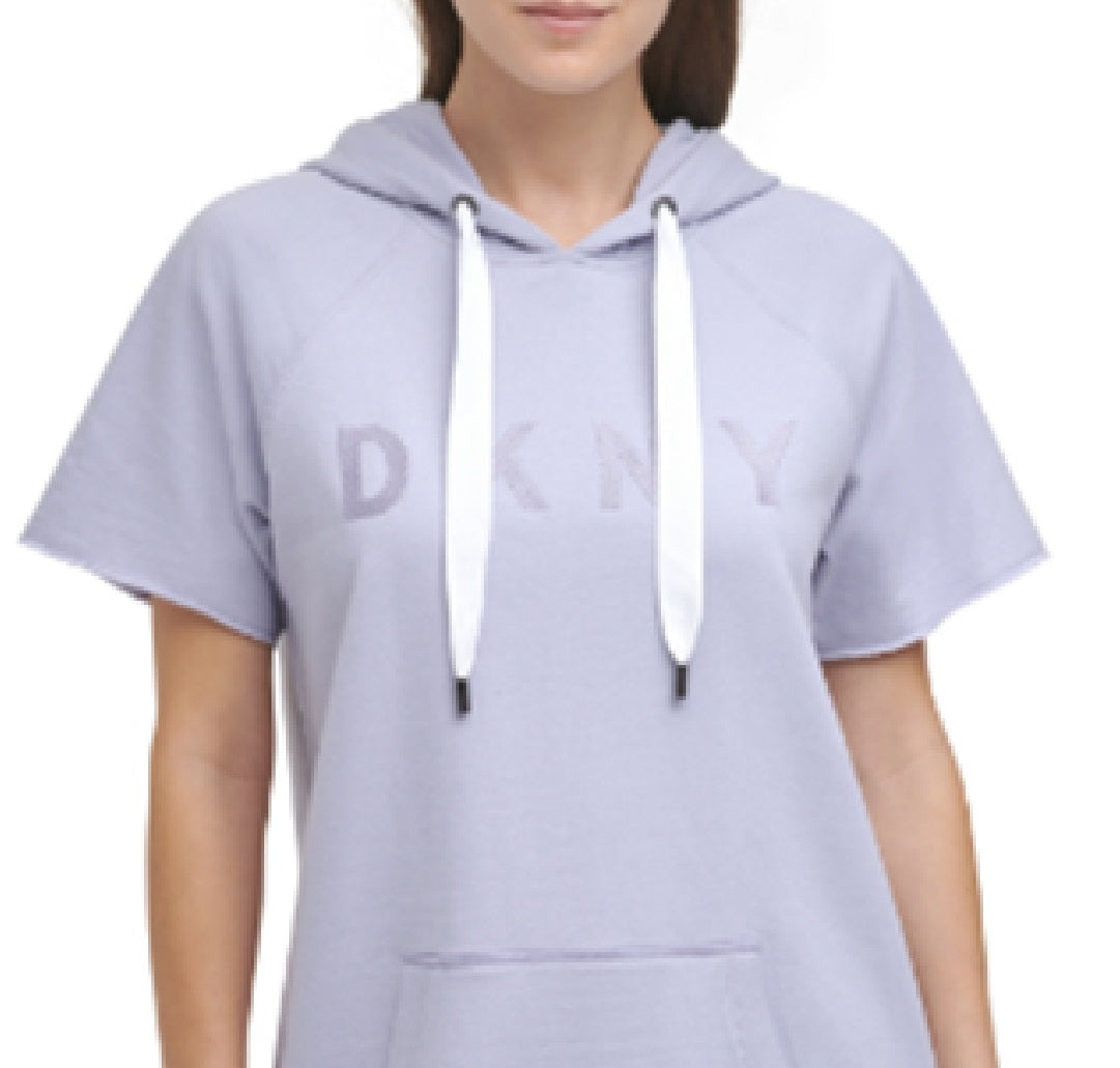 Vestido de moletom feminino DKNY de algodão azul, tamanho médio