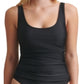 Maiô feminino DKNY com franzidos laterais e malha, preto