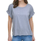 Top feminino DKNY com punho elástico e cor lisa, cinza, tamanho pequeno