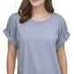 Top feminino DKNY com punho elástico e cor lisa, cinza, tamanho pequeno