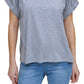 Top feminino DKNY com punho elástico e cor lisa, cinza, tamanho pequeno