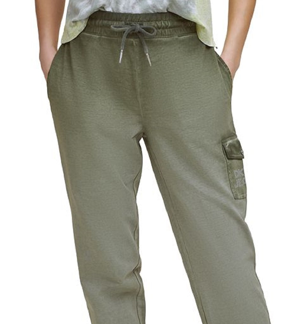 Calça cargo feminina DKNY de algodão, verde, tamanho pequeno