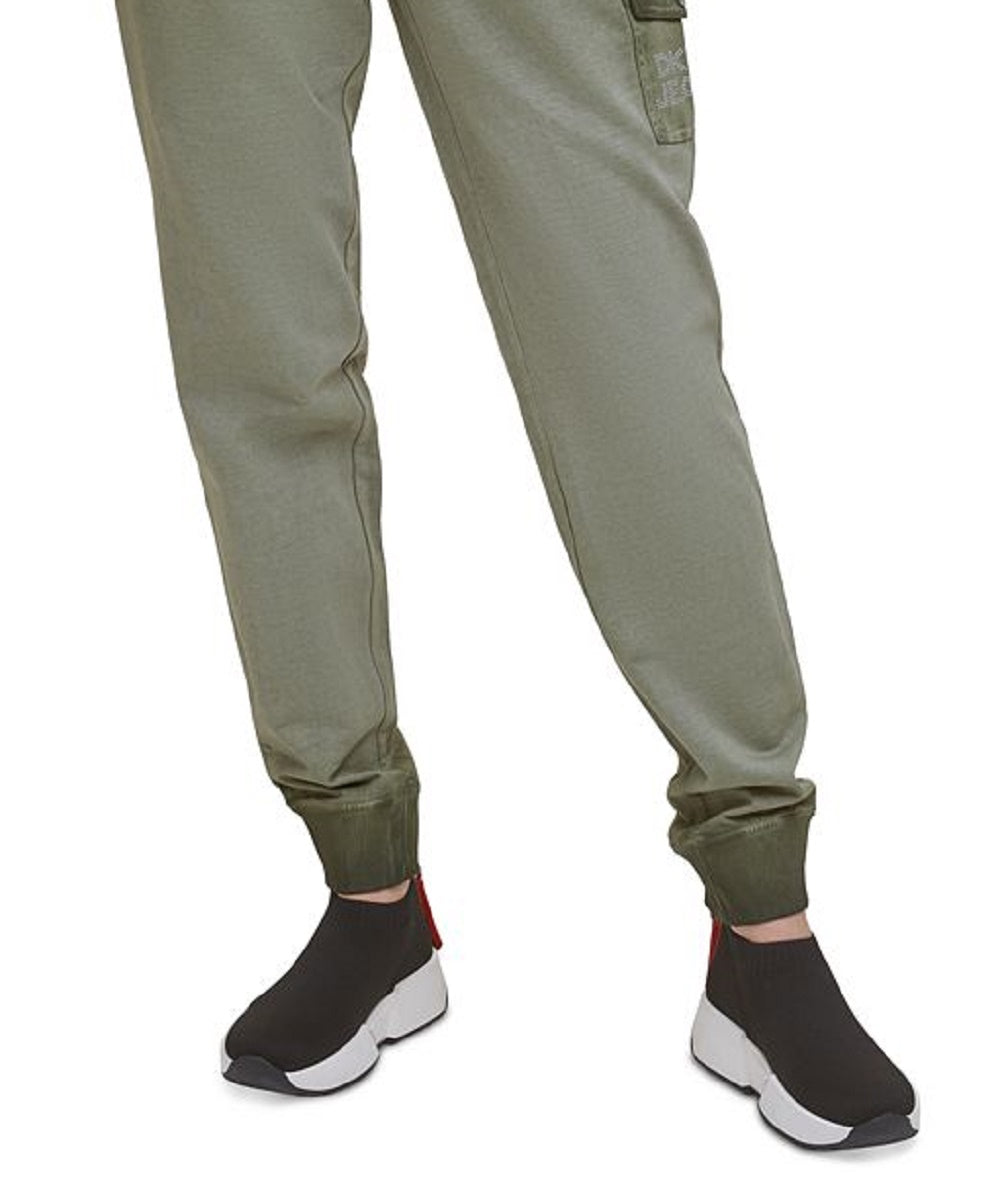 Calça cargo feminina DKNY de algodão, verde, tamanho pequeno