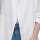 Blazer feminino DKNY sem gola e manga franzida, branco, tamanho pequeno