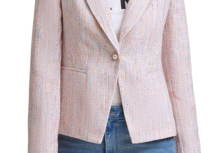 Blazer DKNY Tweed Faux Pearl de um botão rosa tamanho 16