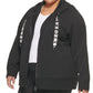 Moletom com capuz feminino DKNY com cordão e logotipo French Terry, preto, tamanho 1X