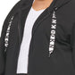 Moletom com capuz feminino DKNY com cordão e logotipo French Terry, preto, tamanho 1X