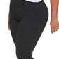 Leggings femininas DKNY de cintura alta com logo e comprimento total, pretas, tamanho 2X