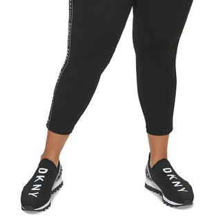 DKNY Women's High Waisted 7/8 Logo Taping Leggings Black Size 3X