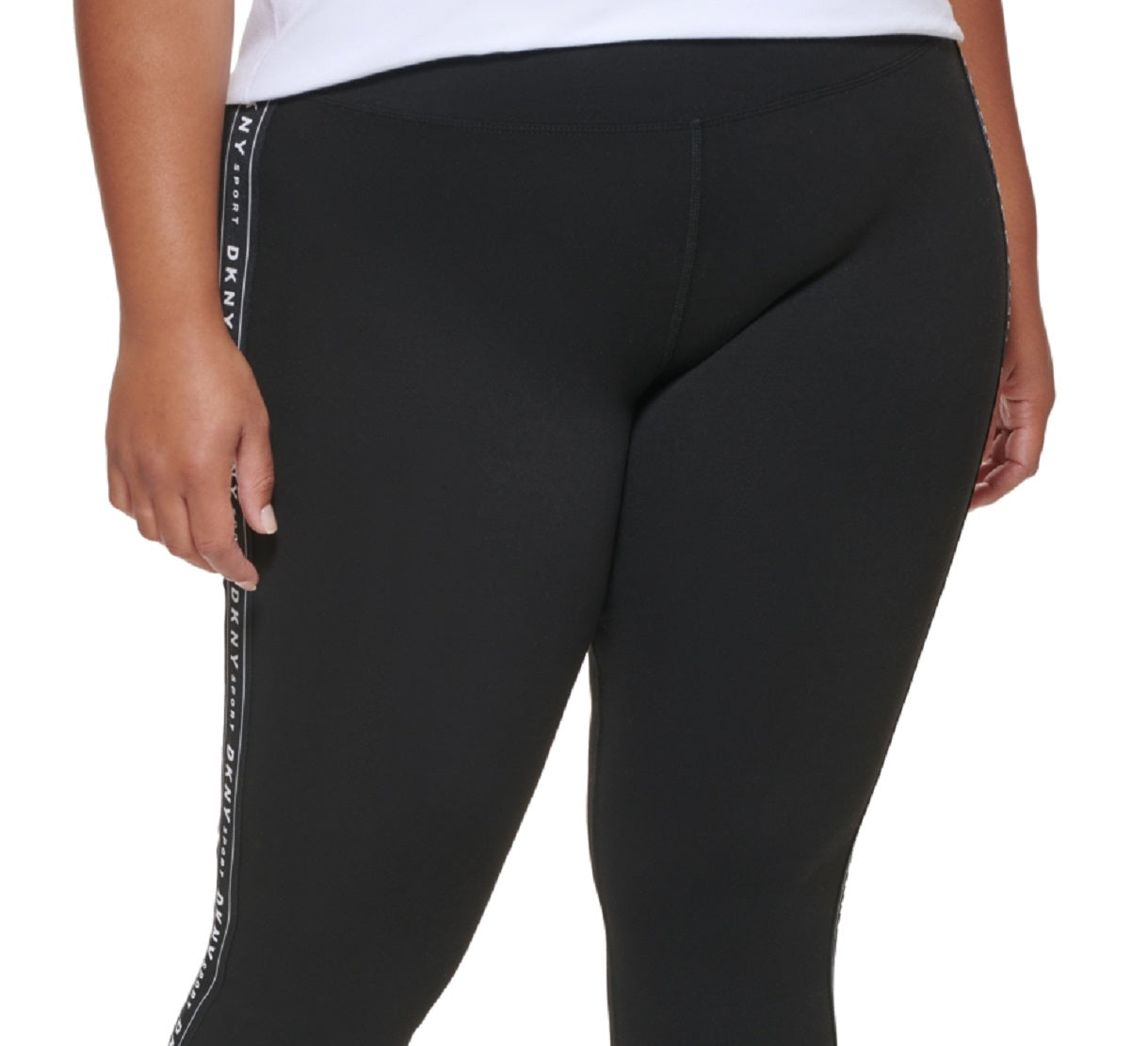 Legging feminina DKNY cintura alta 7/8 com logo gravado, preta, tamanho 2X