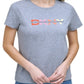 Camiseta feminina DKNY com estampa de logotipo gráfico, cinza, tamanho pequeno