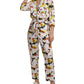 Macacão feminino DKNY com estampa floral, preto, tamanho 6