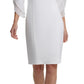 Vestido tubinho feminino DKNY com mangas 3/4 de chiffon, branco, tamanho 4