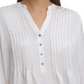Blusa plissada transparente feminina DKNY, branca, tamanho grande