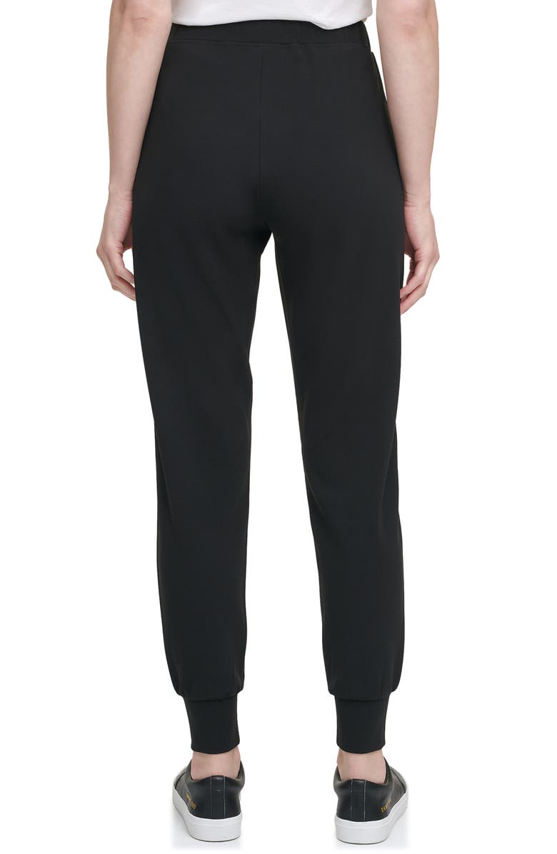 Calça jogger feminina DKNY com bolso e zíper, preta, tamanho grande