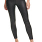 Leggings femininas esportivas DKNY de couro sintético com cintura alta e tornozelo, pretas, tamanho X-S