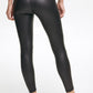 Leggings femininas esportivas DKNY de couro sintético com cintura alta e tornozelo, pretas, tamanho X-S