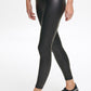 Leggings femininas esportivas DKNY de couro sintético com cintura alta e tornozelo, pretas, tamanho X-S