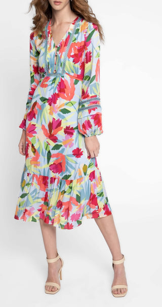 Vestido feminino Nicole Miller com manga balão e amarração nas costas, vermelho, tamanho grande