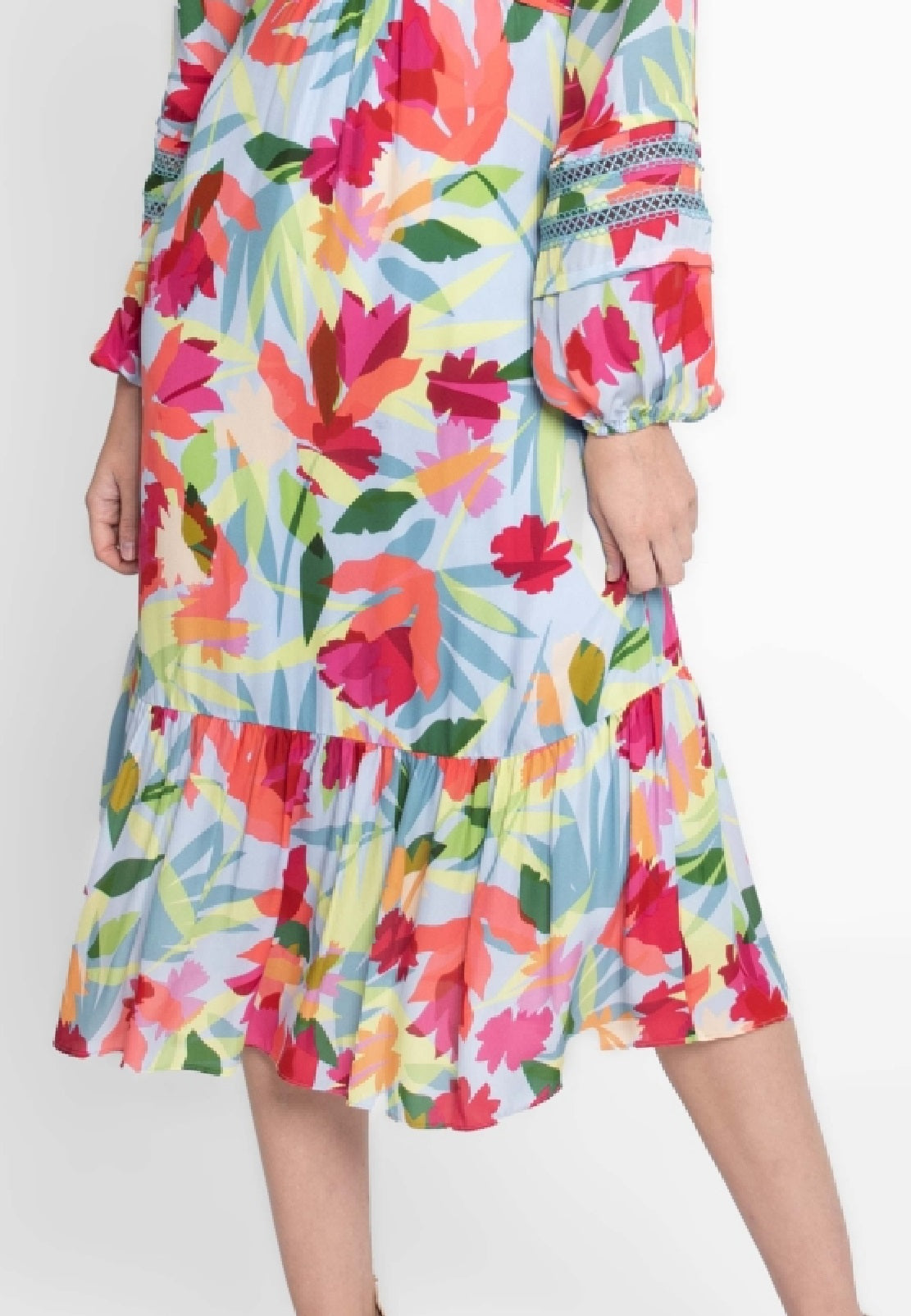 Vestido feminino Nicole Miller com manga balão e amarração nas costas, vermelho, tamanho grande