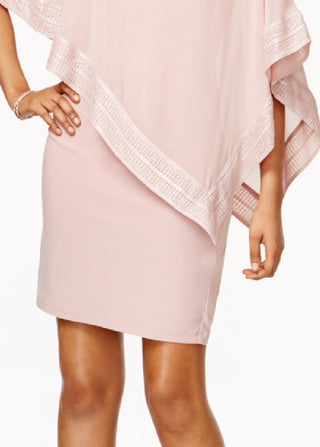 Vestido tubinho com acabamento metálico SL Fashions feminino, rosa, tamanho 16