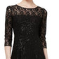 Vestido de renda com lantejoulas e manga 3/4 feminino SL Fashions, preto, tamanho 6