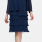 Vestido e jaqueta SL Fashions feminino com bainha em camadas e detalhes em azul, tamanho 8