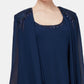 Vestido e jaqueta SL Fashions feminino com bainha em camadas e detalhes em azul, tamanho 8