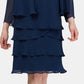 Vestido e jaqueta SL Fashions feminino com bainha em camadas e detalhes em azul, tamanho 8