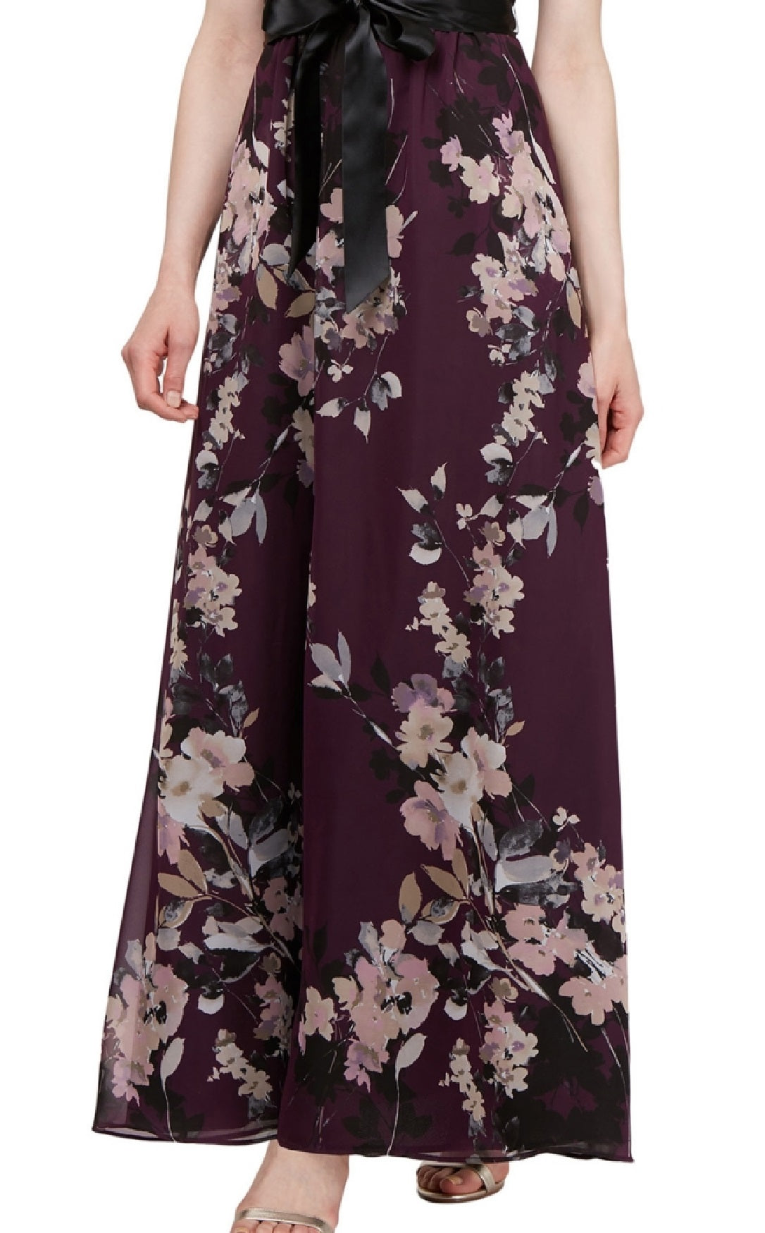 Vestido feminino SL Fashions com saia floral e manga curta, roxo, tamanho 8