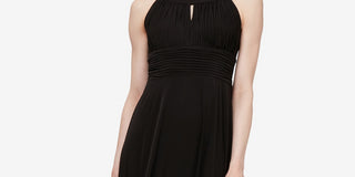 Vestido longo plissado feminino SL Fashions, preto, tamanho 6