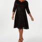 Vestido de renda com lantejoulas SL Fashions feminino, preto, tamanho 18W