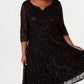 Vestido de renda com lantejoulas SL Fashions feminino, preto, tamanho 18W