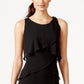 Vestido de chiffon em camadas feminino SL Fashions, preto, tamanho 16