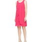 Vestido tubinho feminino sem mangas de chiffon com decote em joia, rosa, tamanho 14, SL Fashions