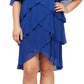 Vestido feminino SL Fashions com babados e ombros em camadas, azul, tamanho 20W
