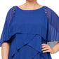 Vestido feminino SL Fashions com babados e ombros em camadas, azul, tamanho 20W