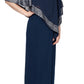Vestido capelete assimétrico com acabamento em folha de alumínio SL Fashions, tamanho 8, azul