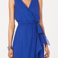 Vestido longo feminino SL Fashions com sobrepeliz alto e baixo, azul, tamanho 10