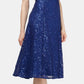 Vestido midi de renda com lantejoulas SL Fashions feminino, azul, tamanho 2