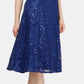 Vestido midi de renda com lantejoulas SL Fashions feminino, azul, tamanho 2
