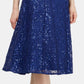 Vestido midi de renda com lantejoulas SL Fashions feminino, azul, tamanho 4