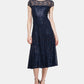 Vestido midi de renda com lantejoulas SL Fashions feminino, azul, tamanho 12