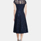 Vestido midi de renda com lantejoulas SL Fashions feminino, azul, tamanho 12