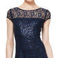 Vestido midi de renda com lantejoulas SL Fashions feminino, azul, tamanho 12