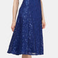 Vestido midi de renda com lantejoulas SL Fashions feminino, azul, tamanho 16
