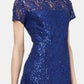 Vestido midi de renda com lantejoulas SL Fashions feminino, azul, tamanho 16